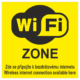27c003y | KRIŽAN - safetyshop Značení budov, prostorů a vstupů - Označení wifi připojení: "WIFI ZONE / Zde se připojte k bezdrátovému internetu / Wireless internet connection available here" (Žlutá)