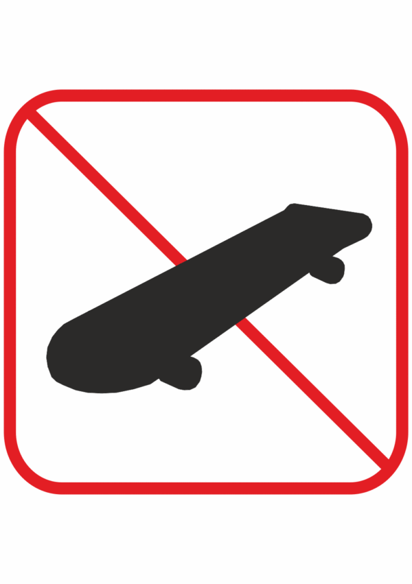 Značení budov, prostorů a vstupů - Označení místnosti (Piktogramy): Zákaz skateboardů (Čtverec)