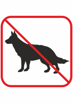 Značení budov, prostorů a vstupů - Označení místnosti (Piktogramy): Zákaz psů (Čtverec)