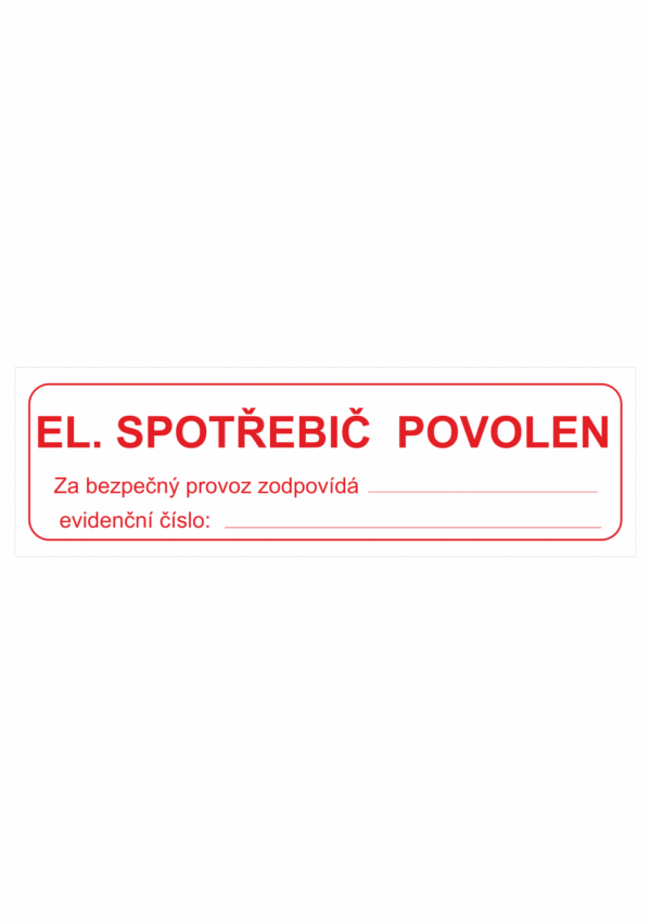 Značení elektro - Text: Elektrický spotřebič povolen