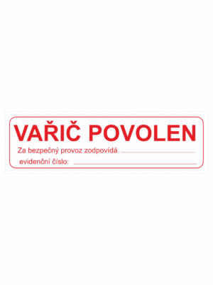 Značení elektro - Text: Vařič povolen