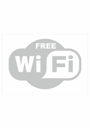 Značení budov, prostorů a vstupů - Označení wifi připojení: "Free Wifi" (Mléčné sklo)