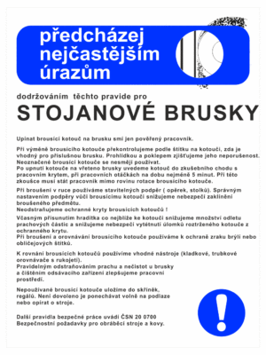 Pravidla bezpečné práce BOZP - Předcházej nejčastějším úrazům - Pravidla pro stojanové brusky