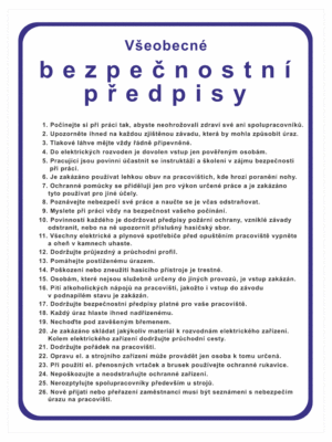 Pravidla bezpečné práce BOZP - Všeobecné bezpečnostní předpisy