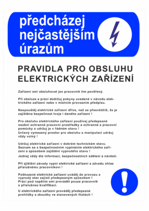 Pravidla bezpečné práce BOZP - Předcházej nejčastějším úrazům - Pravidla pro obsluhu elektrických zařízení