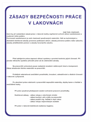 Pravidla bezpečné práce BOZP - Zásady bezpečnosti práce v lakovnách