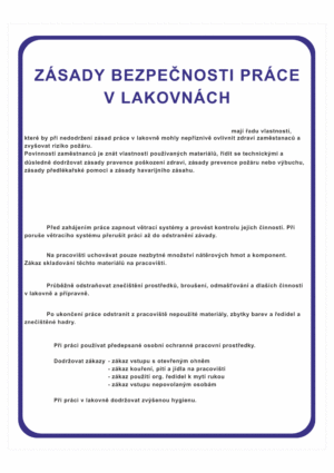 Pravidla bezpečné práce BOZP - Zásady bezpečnosti práce v lakovnách