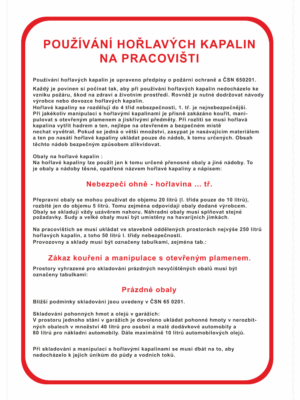 Pravidla bezpečné práce BOZP - Používání hořlavých kapalin na pracovišti