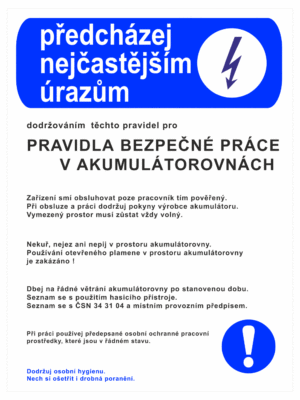 Pravidla bezpečné práce BOZP - Předcházej nejčastějším úrazům - Pravidla bezpečné práce v akumulátorovnách