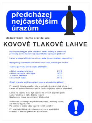 Pravidla bezpečné práce BOZP - Předcházej nejčastějším úrazům - Pravidla pro kovové tlakové láhve