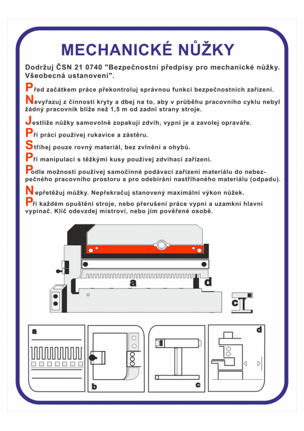 Pravidla bezpečné práce BOZP - Mechanické nůžky