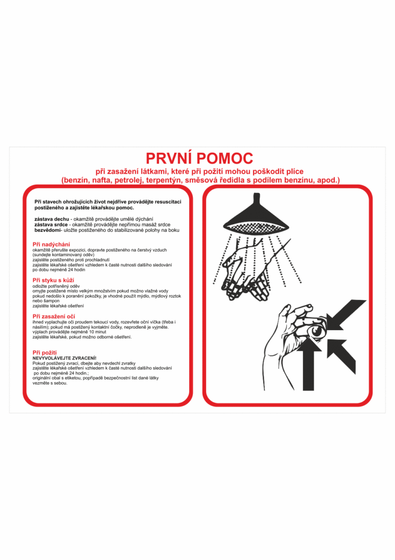 Pravidla první pomoci - První pomoc při požití zasažení látkami, které mohou poškodit plíce
