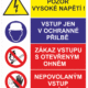 298002 | KRIŽAN - safetyshop Bezpečnostní kombinovaná tabulka: Pozor vysoké napětí / Vstup jen v ochranné přilbě / Zákaz vstupu s otevřeným ohněm / Nepovolaným vstup