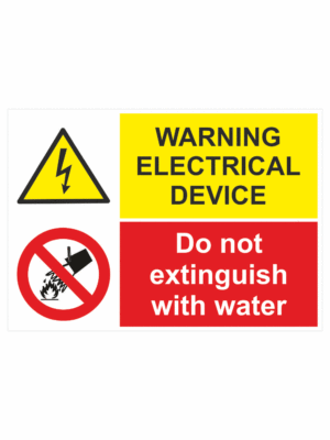 Bezpečnostní vícejazyčné tabulky: Warning electrical equipment / Do not extuingish with water