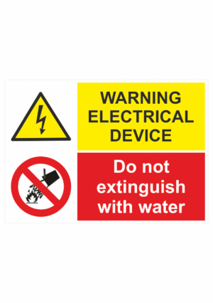 Bezpečnostní vícejazyčné tabulky: Warning electrical equipment / Do not extuingish with water
