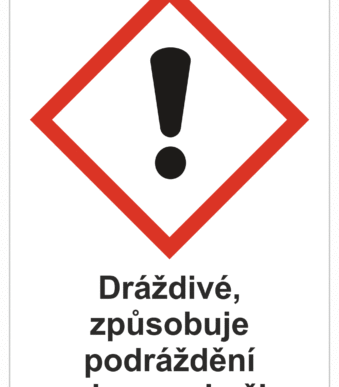 Značení nebezpečných látek a obalů - Symboly GHS s textem: Dráždivé, způsobuje podráždění zraku a pokožky