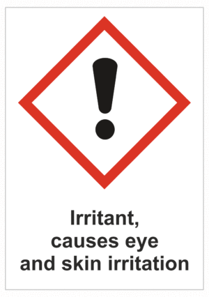 Značení nebezpečných látek a obalů - Symboly GHS s textem: Irritant, causes eye and skin irritation