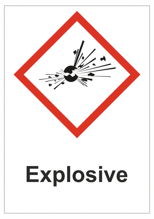 Značení nebezpečných látek a obalů - Symboly GHS s textem: "Explosive"