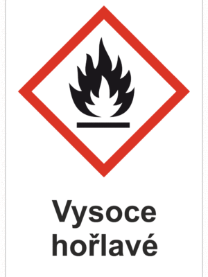 Značení nebezpečných látek a obalů - Symboly GHS s textem: "Vysoce hořlavé"