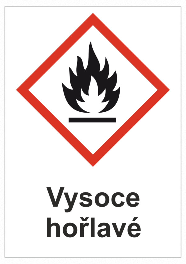 Značení nebezpečných látek a obalů - Symboly GHS s textem: "Vysoce hořlavé"