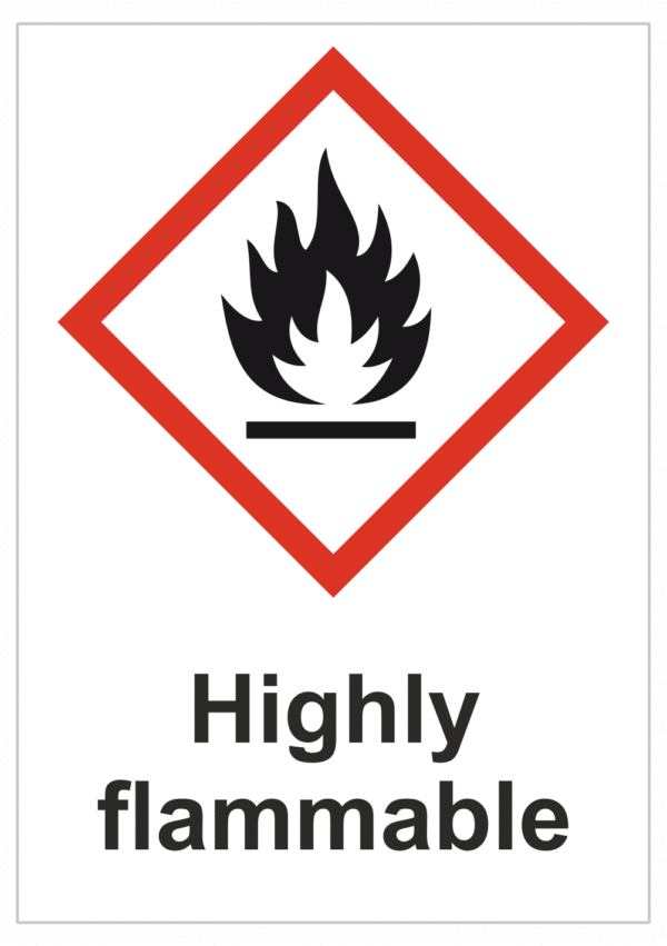 Značení nebezpečných látek a obalů - Symboly GHS s textem: "Higly flammable"