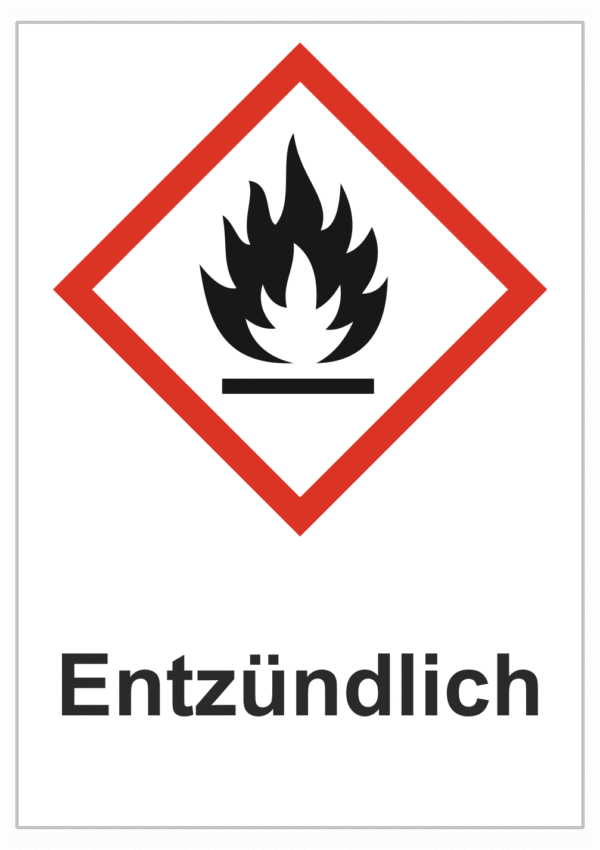 Značení nebezpečných látek a obalů - Symboly GHS s textem: "Entzündlich"