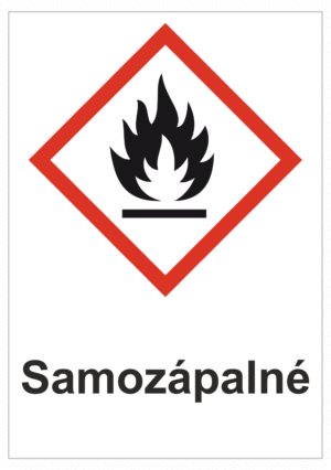 Značení nebezpečných látek a obalů - Symboly GHS s textem: "Samozápalné"