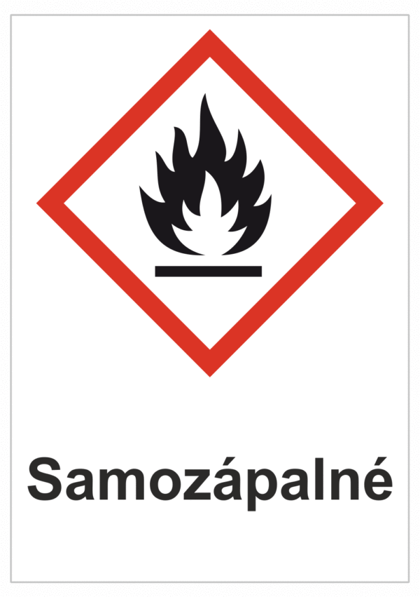 Značení nebezpečných látek a obalů - Symboly GHS s textem: "Samozápalné"