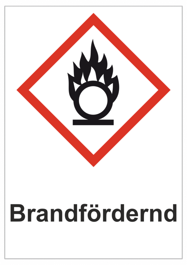 Značení nebezpečných látek a obalů - Symboly GHS s textem: "Brandfördernd"