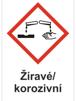 Značení nebezpečných látek a obalů - Symboly GHS s textem: "Žíravé / Korozivní"