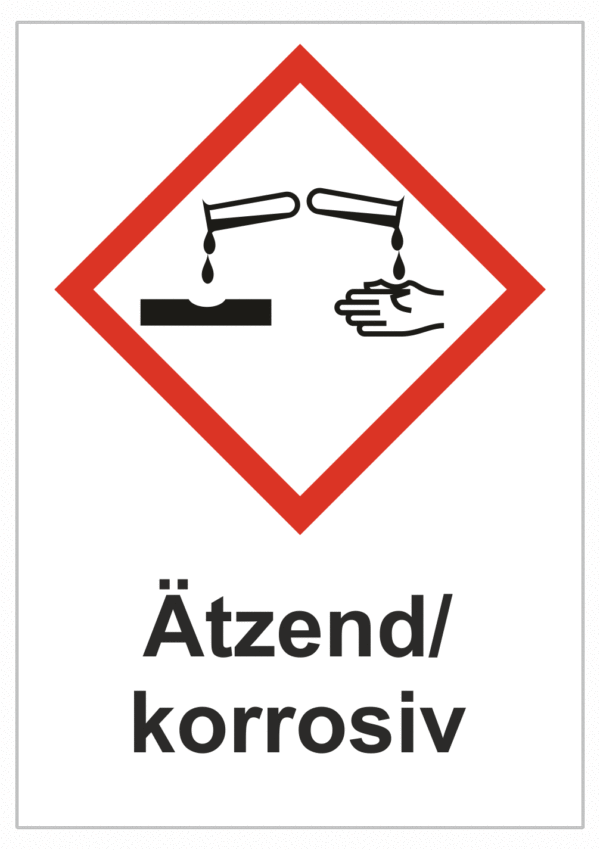 Značení nebezpečných látek a obalů - Symboly GHS s textem: "Ätzend / Korrosiv"