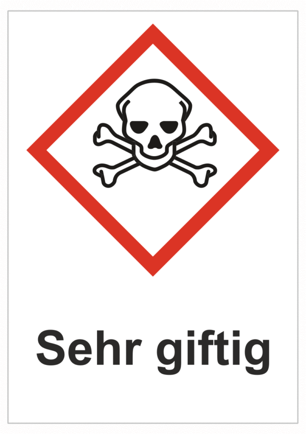 Značení nebezpečných látek a obalů - Symboly GHS s textem: "Sehr giftig"