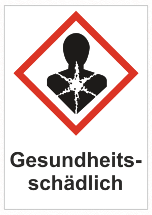 Značení nebezpečných látek a obalů - Symboly GHS s textem: "Gesundheits-schädlich"
