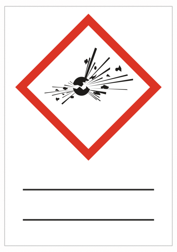 Značení nebezpečných látek a obalů - Symboly GHS s textem: Symbol Výbušné + Vlastní text