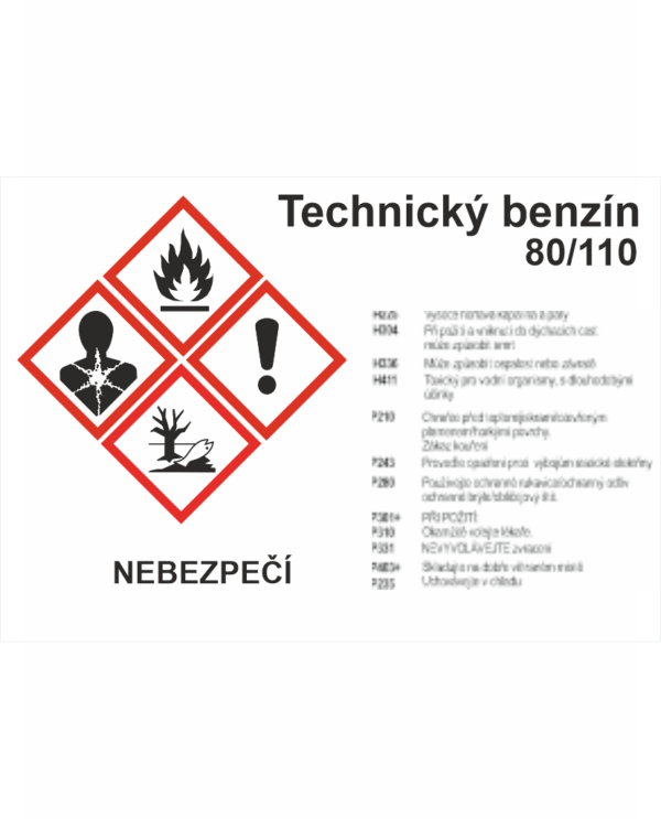 GHS štítek – Benzín technický