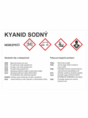 Značení nebezpečných látek a obalů - GHS štítky s názvem: Kyanid sodný