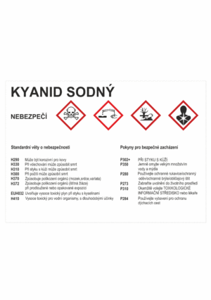 Značení nebezpečných látek a obalů - GHS štítky s názvem: Kyanid sodný