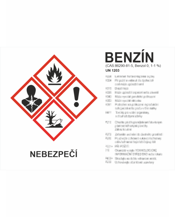 GHS štítek - Benzín
