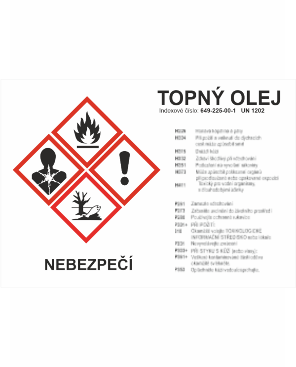 GHS štítek - Topný olej