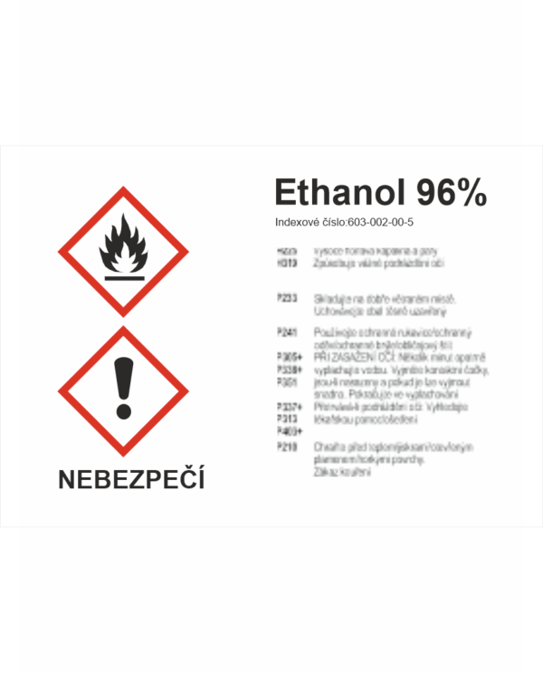 GHS štítek - Ethanol 96%