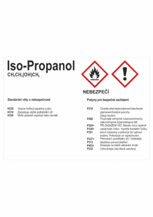 Značení nebezpečných látek a obalů - GHS štítky s názvem: Iso-Propanol