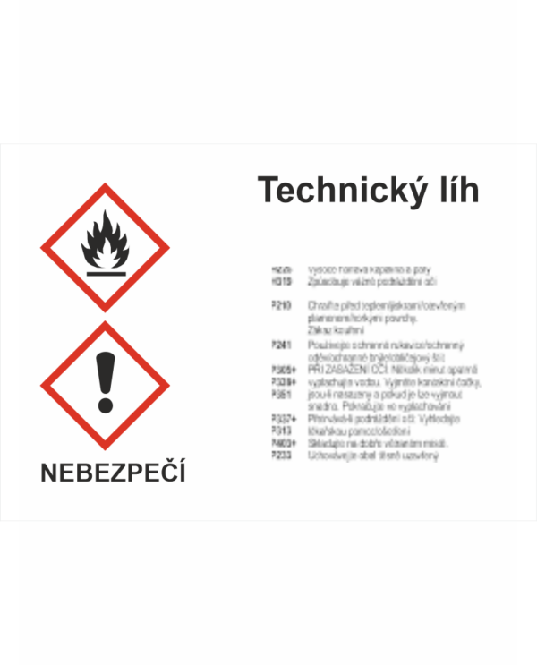 GHS štítek – technický líh