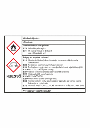 Značení nebezpečných látek a obalů - GHS štítky s názvem: Žíravé / Hořlavé