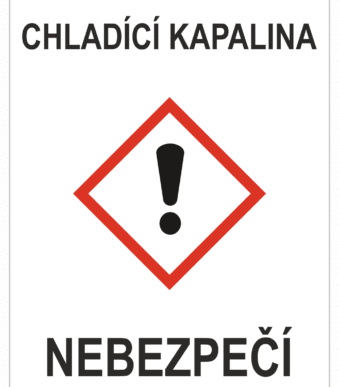 Značení nebezpečných látek a obalů - GHS štítky s názvem: Chladící kapalina / Nebezpečí