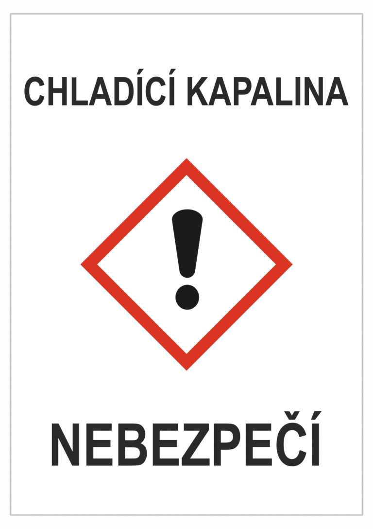 Značení nebezpečných látek a obalů - GHS štítky s názvem: Chladící kapalina / Nebezpečí