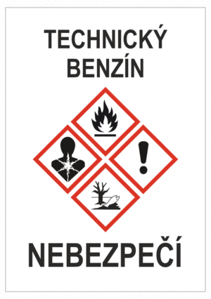 Značení nebezpečných látek a obalů - GHS štítky s názvem: Technický benzín / Nebezpečí