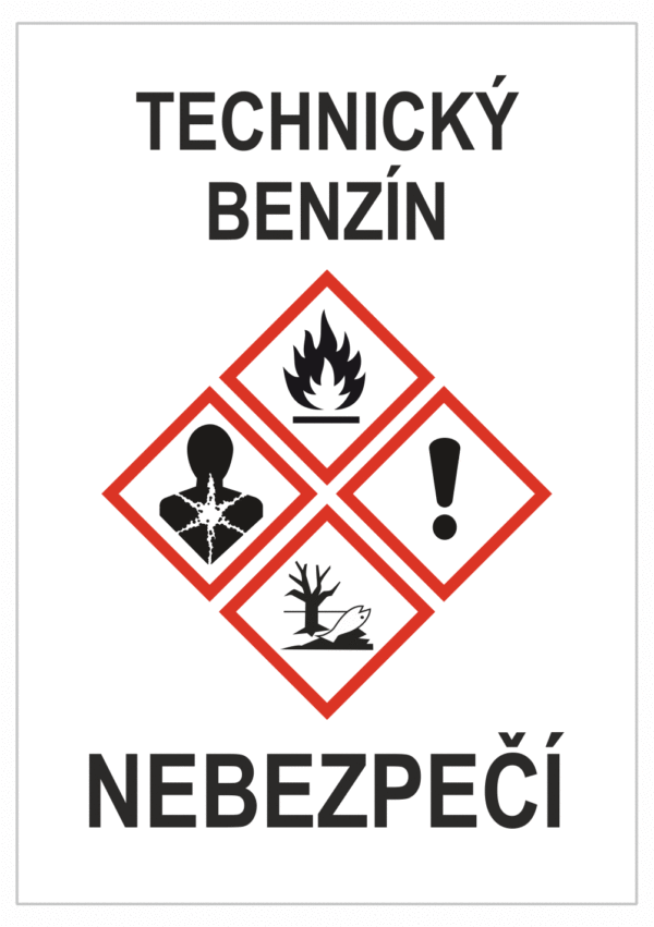 Značení nebezpečných látek a obalů - GHS štítky s názvem: Technický benzín / Nebezpečí