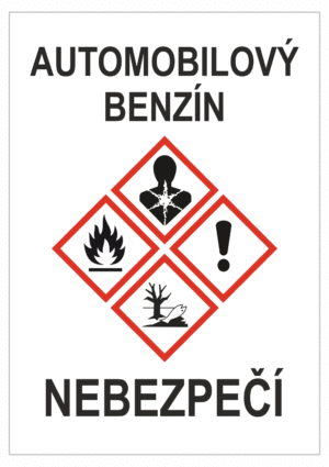 Značení nebezpečných látek a obalů - GHS štítky s názvem: Automobilový benzín / Nebezpečí