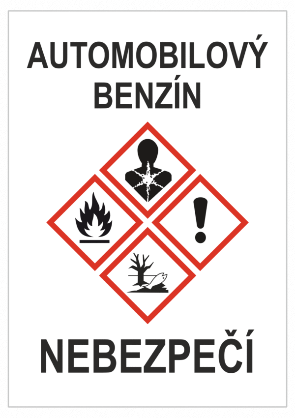 Značení nebezpečných látek a obalů - GHS štítky s názvem: Automobilový benzín / Nebezpečí