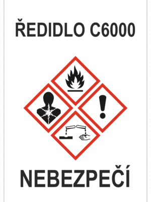 Značení nebezpečných látek a obalů - GHS štítky s názvem: Ředidlo C6000 / Nebezpečí